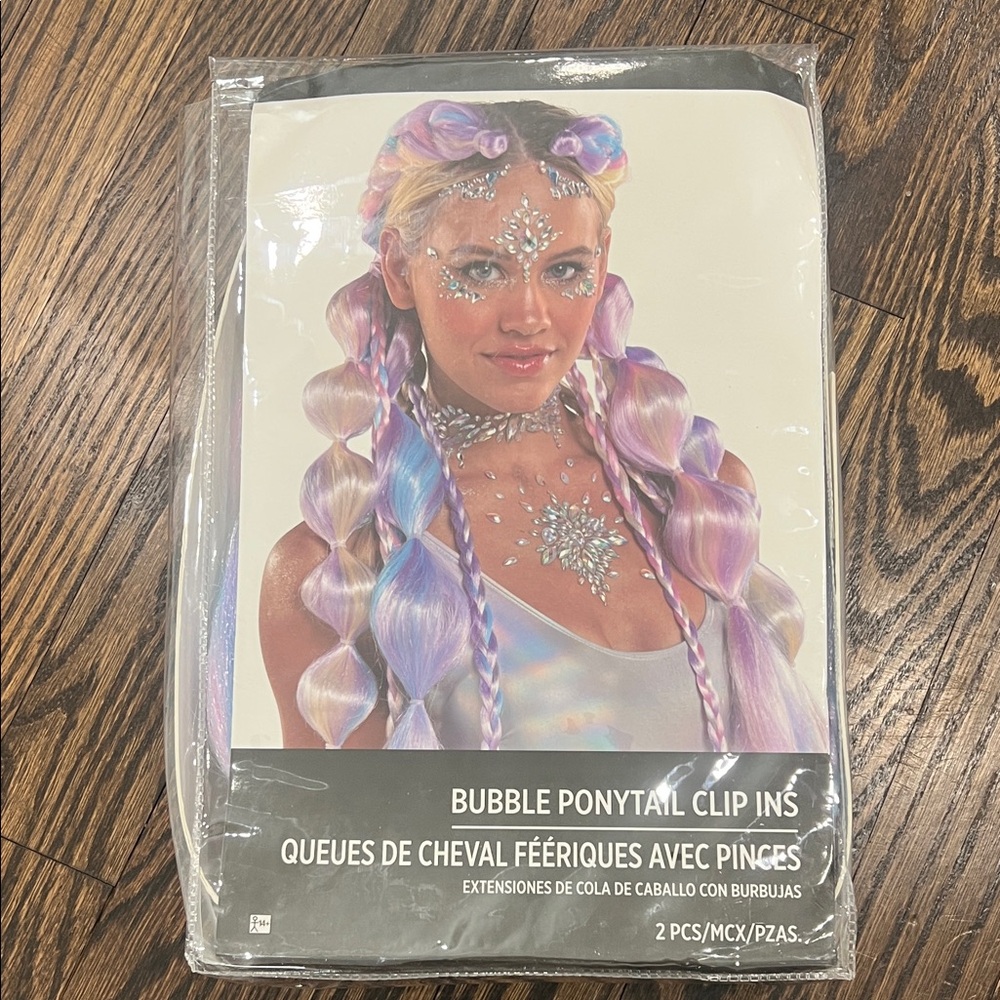 Bubble Ponytail Clip Ins - Purple and Pink